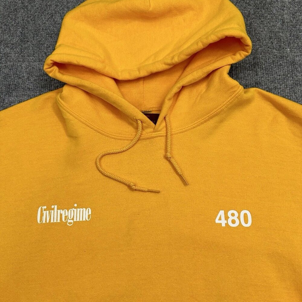 Civil Regime Hoodie Men Large Yellow Pullover Hooded Sweatshirt - Picture 4 of 10